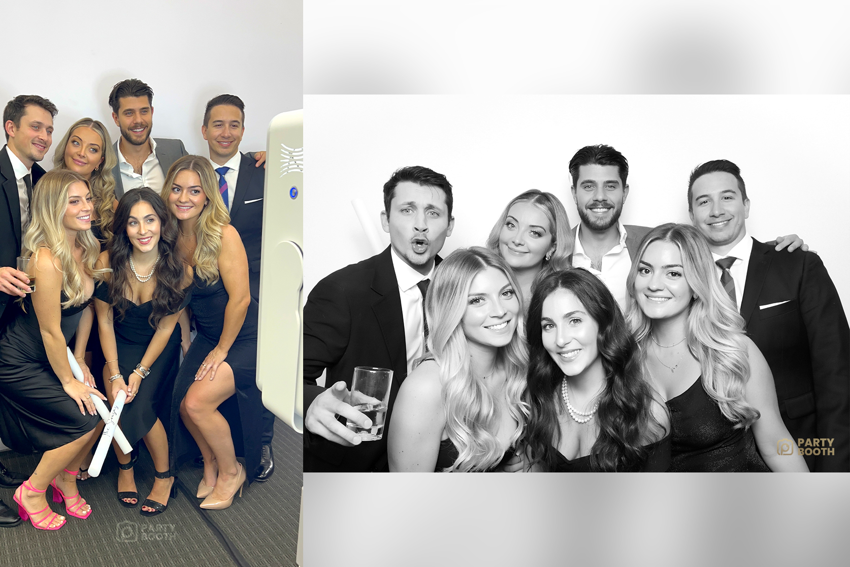 guests posing for glam photo booth